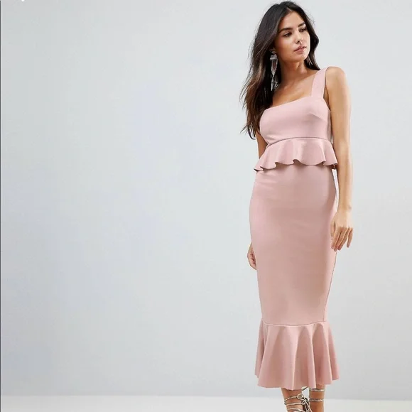 ASOS square neck ruffle front midi bodycon dress ASOS square neck ruffle front midi bodycon dress